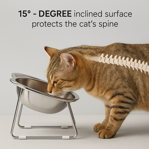 Tilted Stainless Steel Cat Bowl Set 🐾
