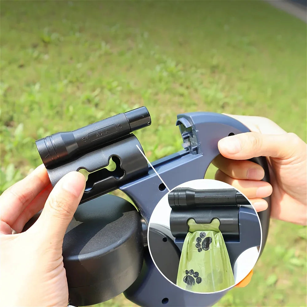 Retractable 360° Dog Leash with Waste Bag Holder