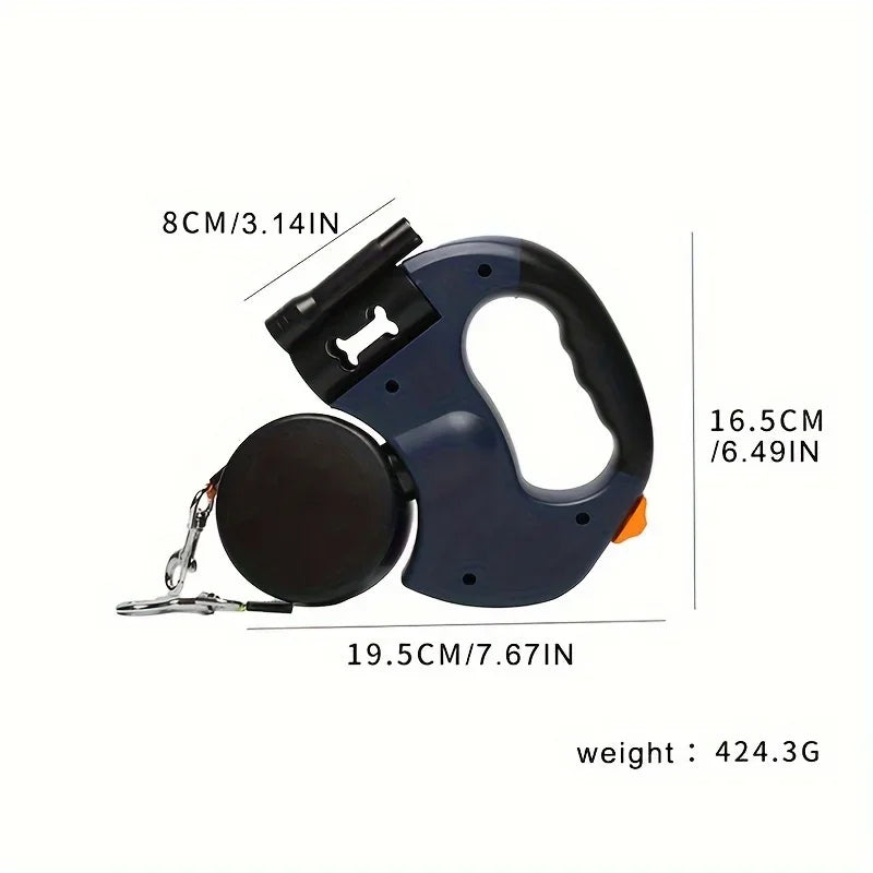 Retractable 360° Dog Leash with Waste Bag Holder
