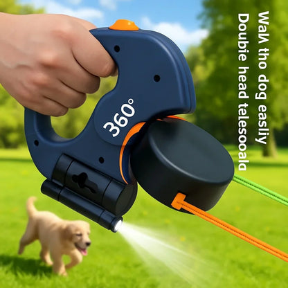 Retractable 360° Dog Leash with Waste Bag Holder